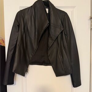Vince Black Leather Asymmetrical Jacket